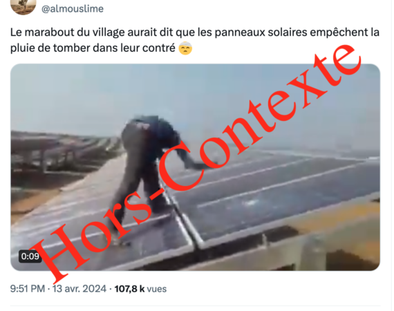 Faux, ces images ne montrent pas des villageois détruisant un panneau solaire qui serait à l’origine de leur manque de pluie
