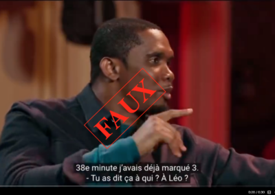 Faux, Samuel Eto’o n’a jamais marqué un triplé en une mi-temps avec l’Inter Milan   