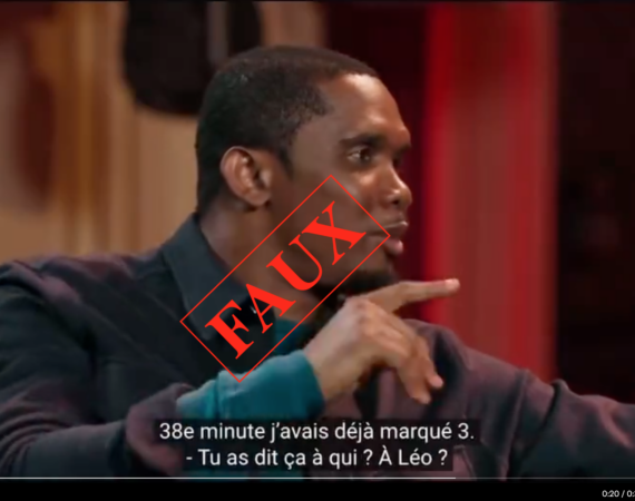 Faux, Samuel Eto’o n’a jamais marqué un triplé en une mi-temps avec l’Inter Milan   