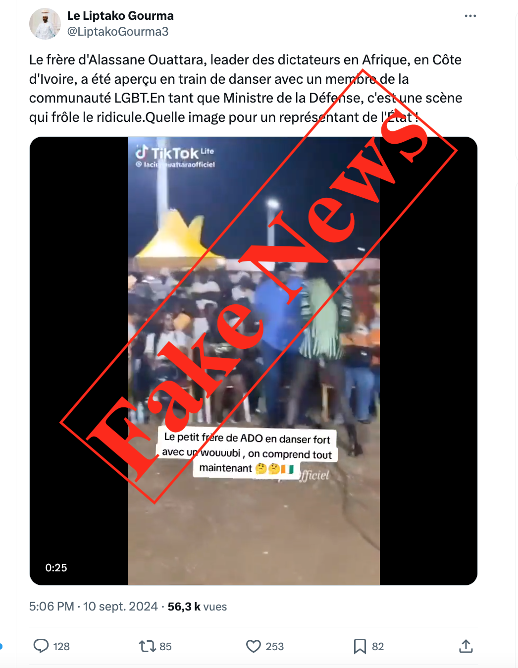 FAUX : La vidéo ne montre pas le ministre Téné Birahima Ouattara danser avec un membre de la communauté LGBT