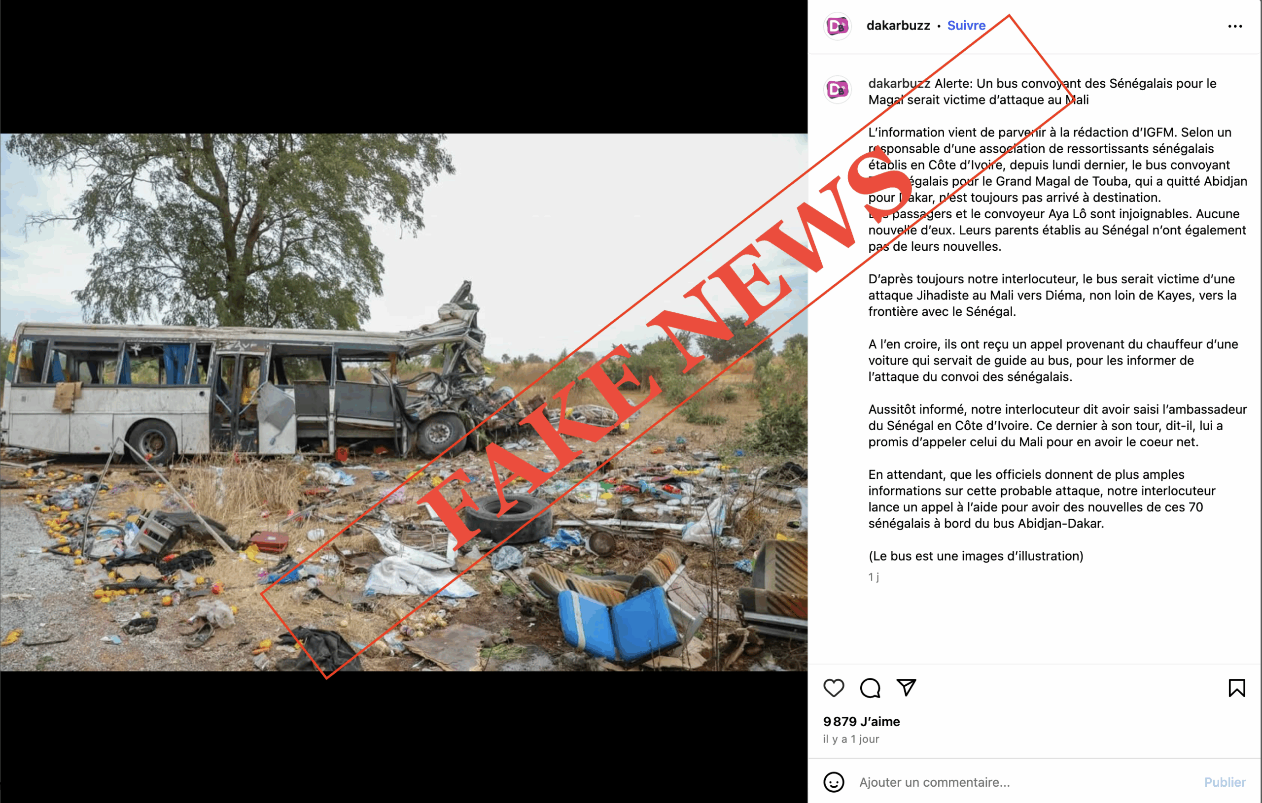 Faux, aucun bus transportant des Sénégalais pour le Magal n&rsquo;a été victime d&rsquo;une attaque au Mali