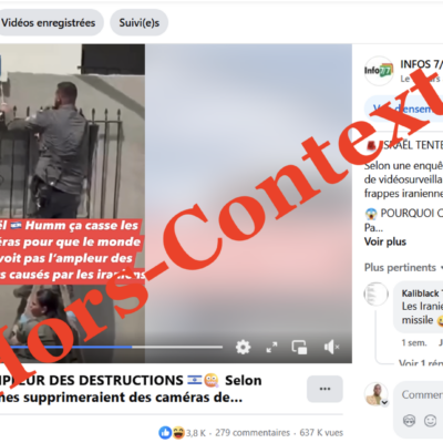 HORS CONTEXTE :  Cette vidéo de retrait de caméras de surveillance par les officiels israéliens ne date pas de 2026